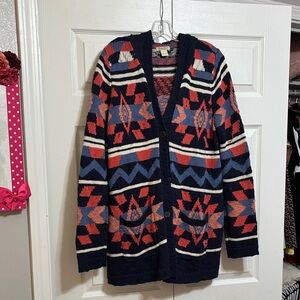 Lucky Brand Multicolor Geometric Cardigan